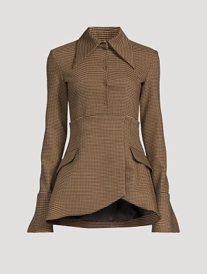 Split-Cuff Jacket Gingham Print
