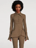 Split-Cuff Jacket Gingham Print