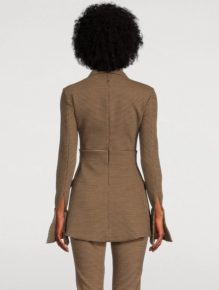 Split-Cuff Jacket Gingham Print