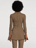 Split-Cuff Jacket Gingham Print