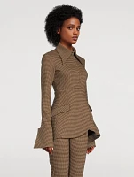 Split-Cuff Jacket Gingham Print