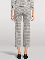 Stretch Kick Flare Trousers Micro Houndstooth Print