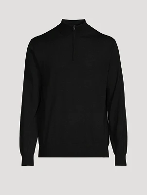 Merino Wool Fine-Knit Quarter-Zip Sweater