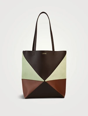 Medium Puzzle Fold Leather And Suede Tote Bag