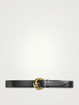 Leather Belt With Paisley Buckle