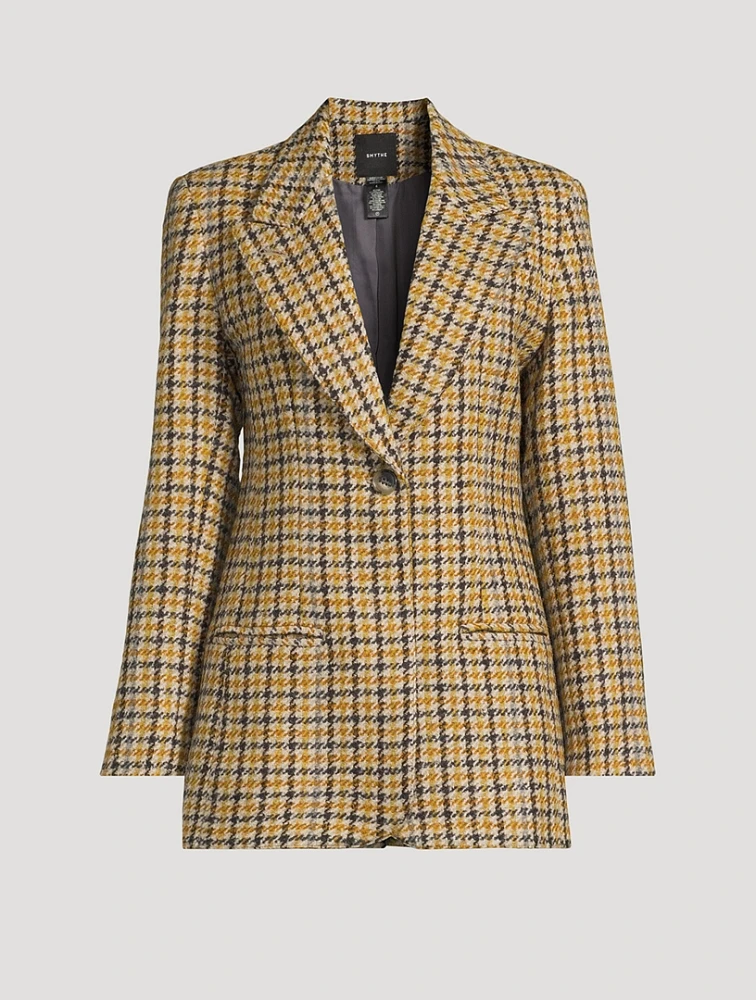 Boyfriend Blazer Houndstooth Print