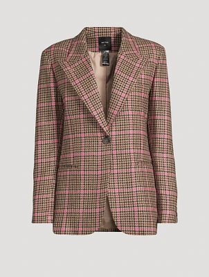 90s Wool Blazer Glen Check Print
