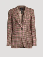 90s Wool Blazer Glen Check Print