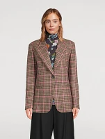 90s Wool Blazer Glen Check Print