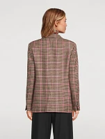 90s Wool Blazer Glen Check Print