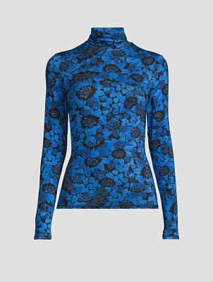 Jersey Turtleneck Floral Print