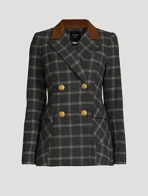Wedding Double-Breasted Windowpane Check Blazer