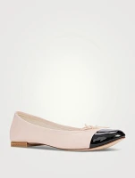 Flora Leather Cap-Toe Ballet Flats