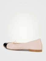 Flora Leather Cap-Toe Ballet Flats