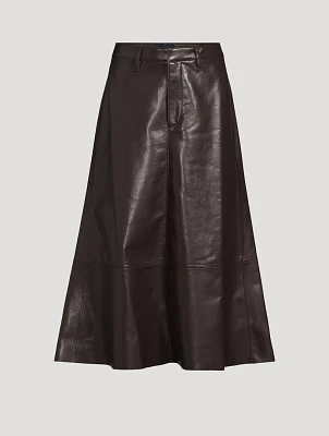 Cassia Leather Midi Skirt
