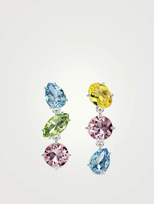 Gema Asymmetric Mixed Cut Crystal Drop Earrings