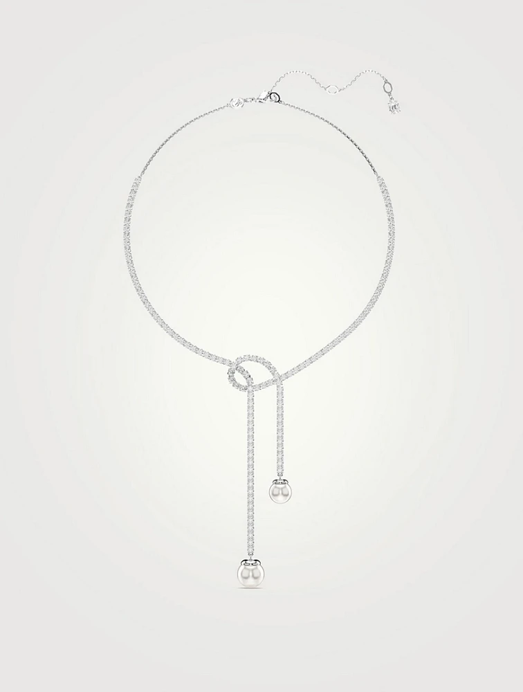 Matrix Crystal And Crystal Pearl Y Necklace