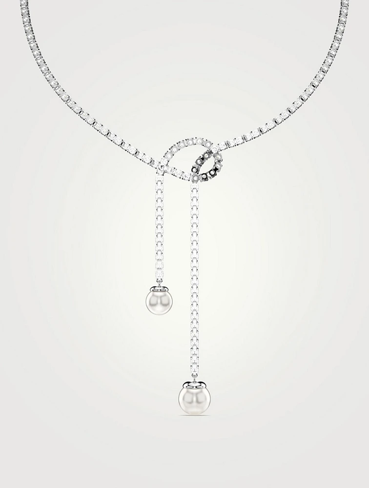 Matrix Crystal And Crystal Pearl Y Necklace
