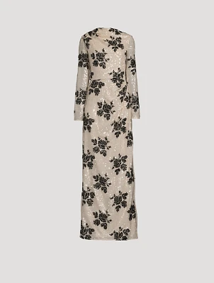 Sequin Gown Floral Print