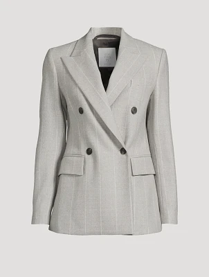 Double-Breasted Blazer Stripe Print
