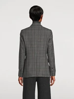 Double-Breasted Blazer Check Print