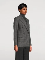 Double-Breasted Blazer Check Print