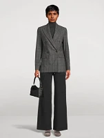 Double-Breasted Blazer Check Print
