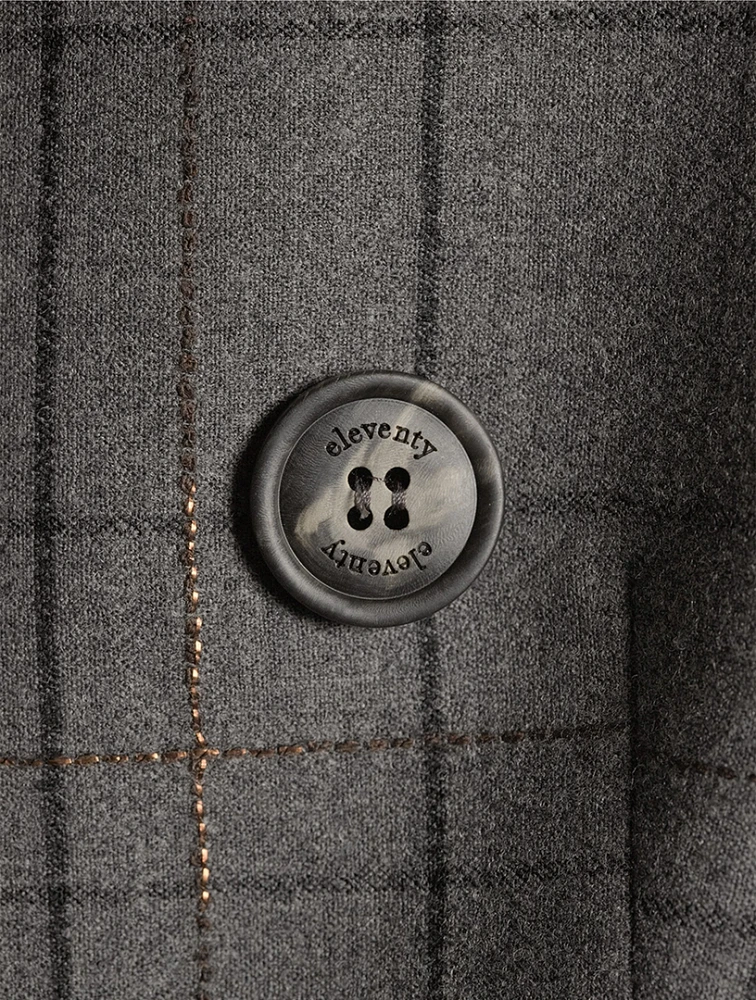 Double-Breasted Blazer Check Print