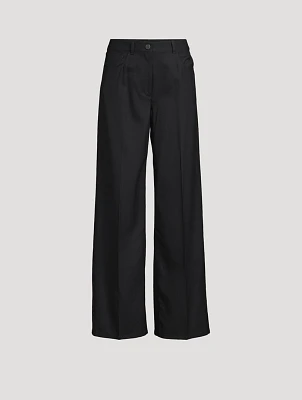 Wool Blend Wide Leg Jeans