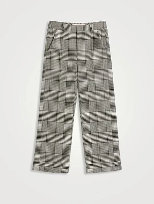 Houndstooth Check Wool Trousers
