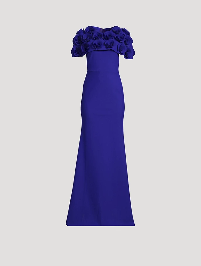 Canna Gown With Floral Appliqué