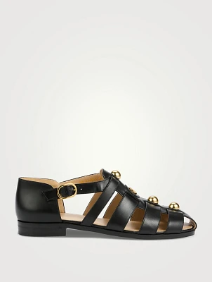 Embellished Leather Fisherman Sandals