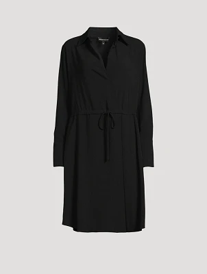 Stretch Sablé Drawstring Shirt Dress