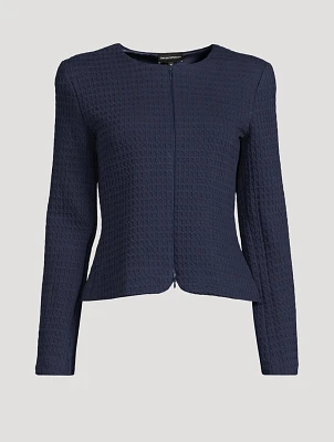 Waffle-Knit Peplum Jacket