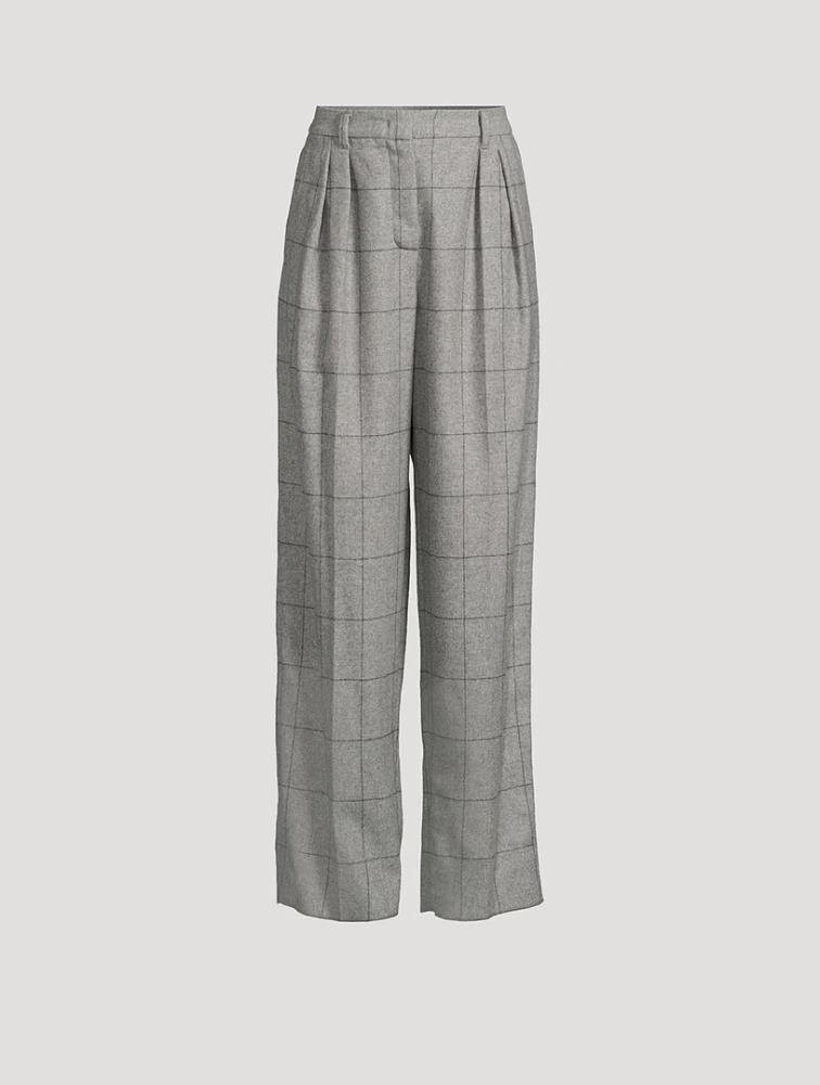 Wide-Leg Trousers Check Print