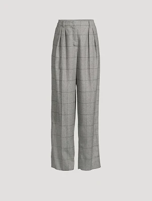 Wide-Leg Trousers Check Print