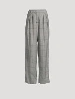 Wide-Leg Trousers Check Print