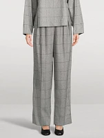 Wide-Leg Trousers Check Print