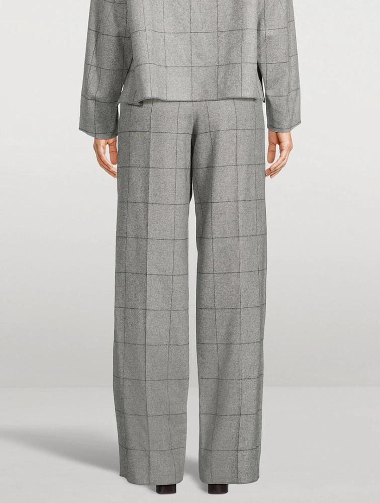 Wide-Leg Trousers Check Print