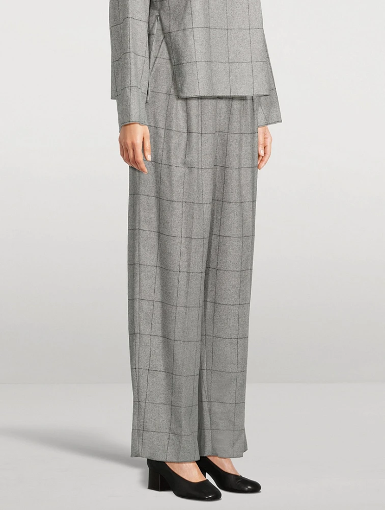 Wide-Leg Trousers Check Print
