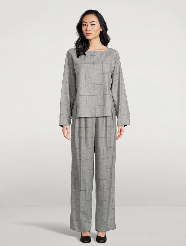 Wide-Leg Trousers Check Print