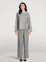 Wide-Leg Trousers Check Print