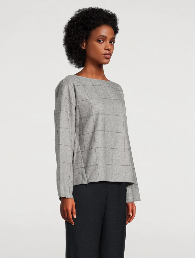 Flannel Top Grid Print