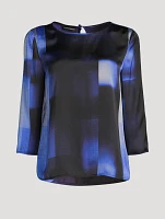 Satin Blouse Check Print