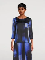 Satin Blouse Check Print