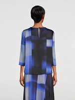 Satin Blouse Check Print