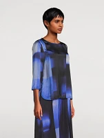 Satin Blouse Check Print