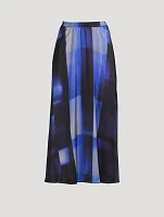 Satin Maxi Skirt Check Print