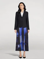 Satin Maxi Skirt Check Print