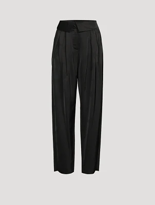 Pleated Satin Trousers